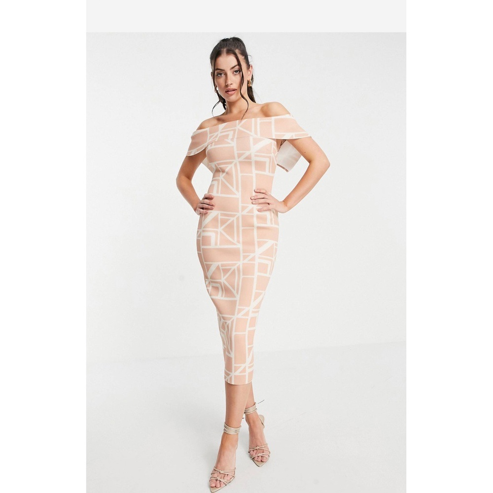 Asos Design Pink and Cream Dress. Size US 8